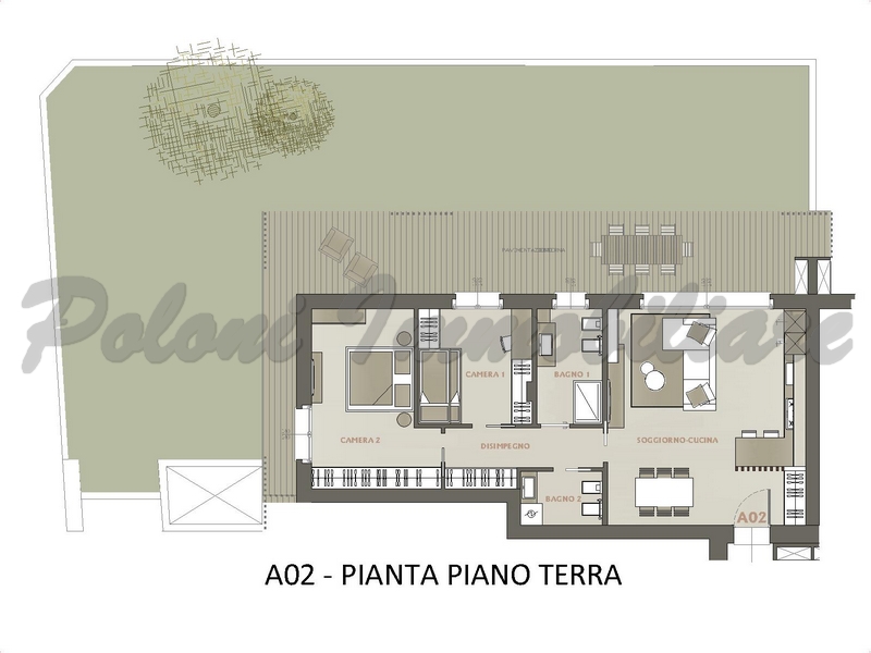 Gorle, Residenza Sole, trilocale con giardino