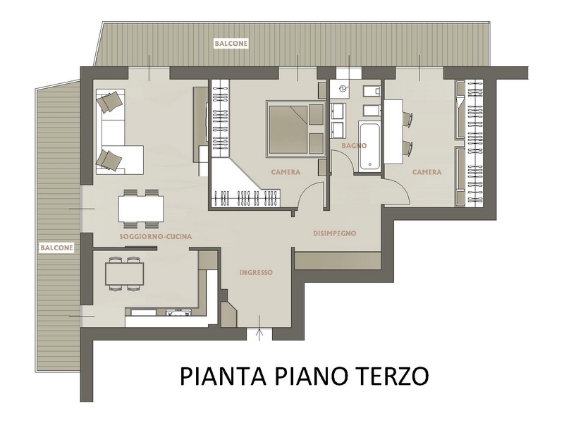 Bergamo, trilocale al piano terzo