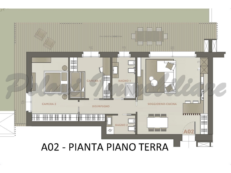 Gorle, Residenza Sole, trilocale con giardino